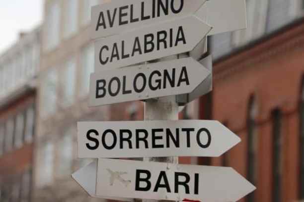 a close up of a street sign in front of a building